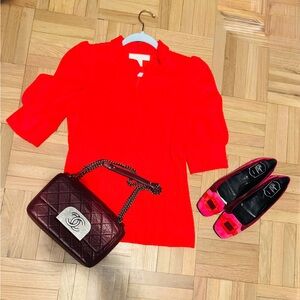 Lilly Pulitzer Vibrant Red Puff Sleeve Tunic